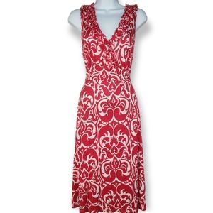 NWOT INC red & white scroll print ruffle shift sun dress Womens Medium